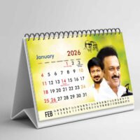 2026 DMK Table Calendar – A5 Size, 300 GSM Shining Board Print, 7 Sheets Front & Back Table Calendar